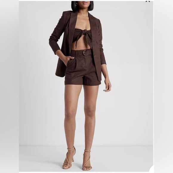 NWT Express WOMEN Linen-Blend Tie Front Bandeau Top - Picture 5 of 5